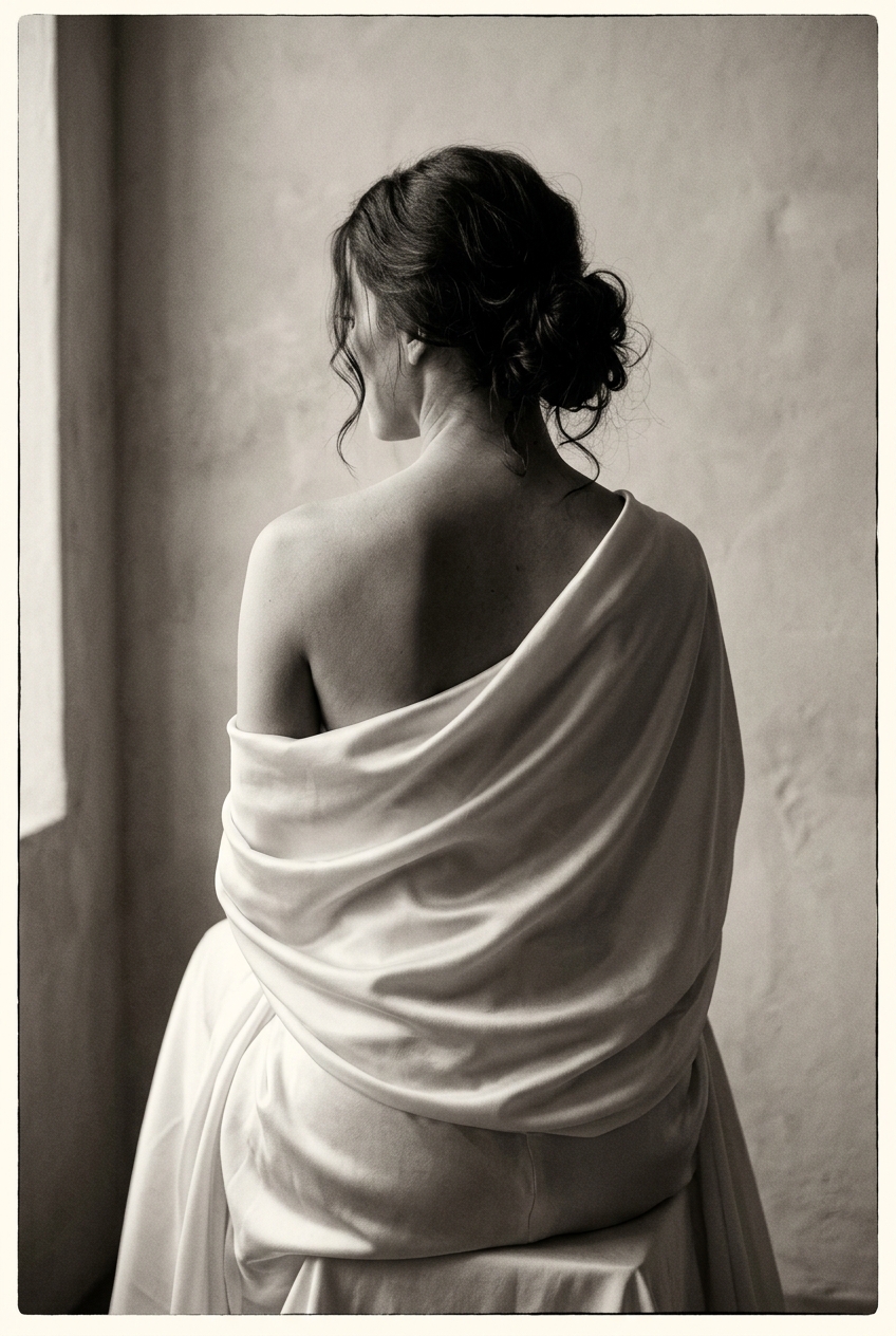 Silk & Shoulder boudoir portfolio frame at private Andheri studio, Mumbai and Goa in tasteful fine-art boudoir style, Mumbai & Goa