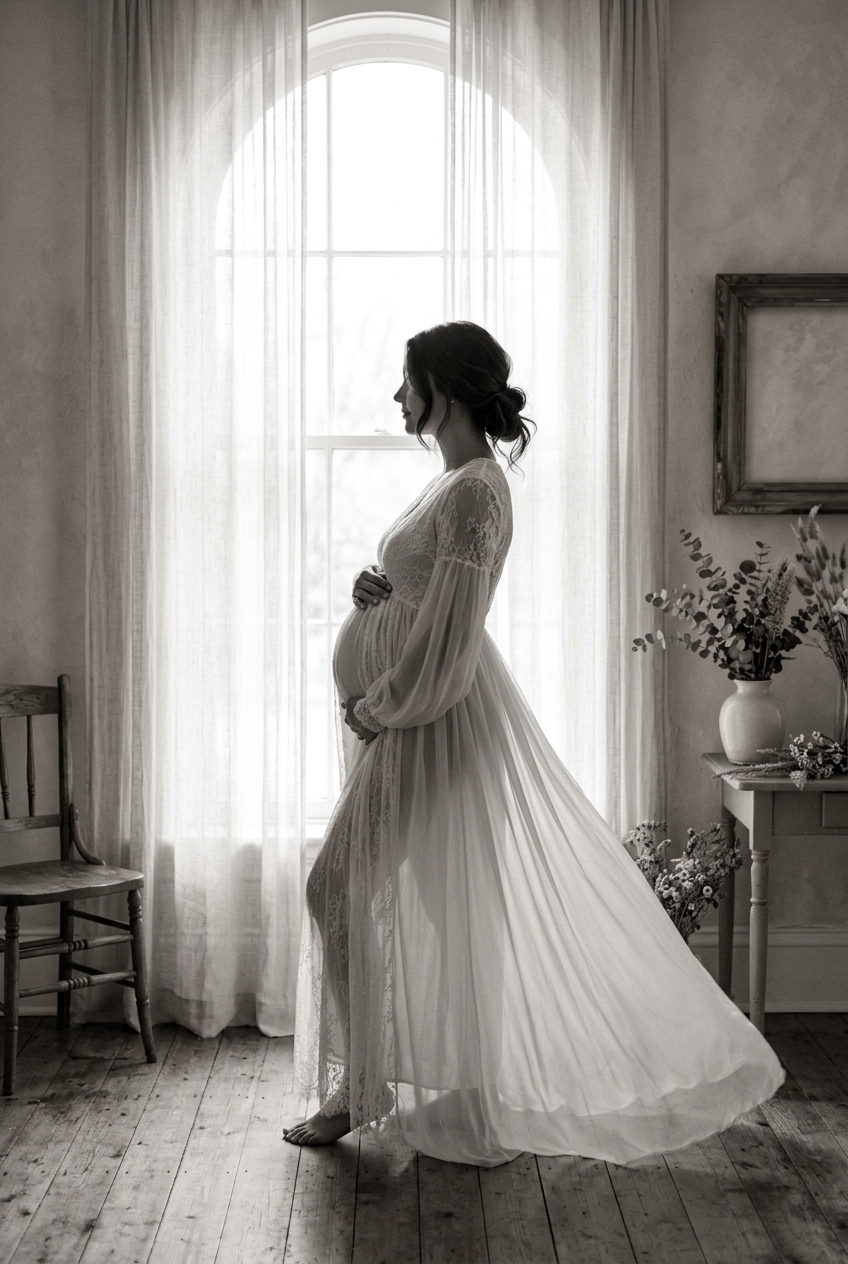 Maternity in Sheer boudoir portfolio frame at private Andheri studio, Mumbai and Goa in tasteful fine-art boudoir style, Mumbai & Goa